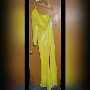 New Yellow Iridescent Ashley Lauren Jumpsuit